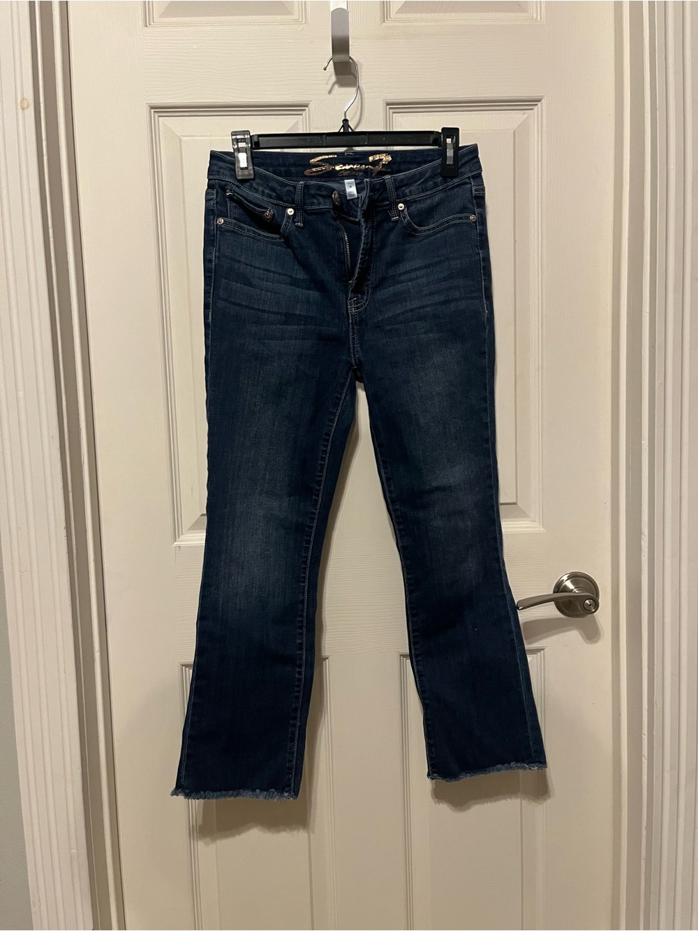 Seven7 Dark Indigo Cropped Flare Jeans